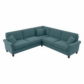 Bush Ind Inc CVY98BTBH-03K Bush Business Furniture Coventry L Shaped Sectional Couch, 99"W x 99"D x 35-3/4"H, Turkish Blue image.