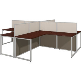 Bush® Easy Office 4-Person L-Shaped Workstation 60""W Open Office