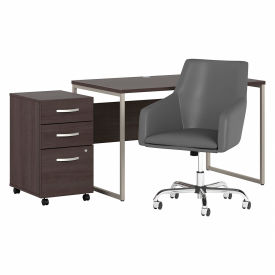 Bush Ind Inc HYB002SGSU Bush Business Furniture Desk & Chair Set w/ File Cabinet, 48"W x 29-3/8"D x 34-7/16"H, Storm Gray image.