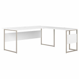 Bush Ind Inc HYB025WH Bush Business Furniture Hybrid L Shaped Table Desk, 71"W x 77-3/8"D x 29-15/16"H, White image.