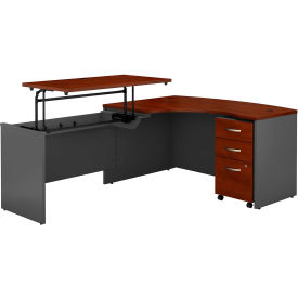 Bush Furniture 60""W Left Hand 3 Position Sit-Stand L-Desk - Graphite Gray / Hansen Cherry - Series C