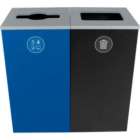 Spectrum Double Cube - Mixed Recyclables/Waste, 48 Gallon - Blue/Black view 2