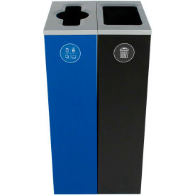 Spectrum Double Cube Slim - Mixed Recyclables/Waste, 20 Gallon - Blue/Black view 2