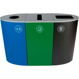 Spectrum Triple - Cans & Bottles/Paper/Waste, 68 Gallon - Blue/Green/Black view 2