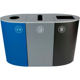 Spectrum Triple - Cans & Bottles/Paper/Waste, 68 Gallon - Blue/Gray/Black view 2
