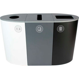 Busch Systems Spectrum Triple - Cans & Bottles/Paper/Waste 68 Gallon - White/Gray/Black - 101194 