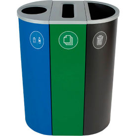 Spectrum Triple - Cans & Bottles/Paper/Waste, 26 Gallon - Blue/Green/Black - 101199 view 2
