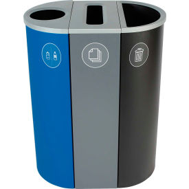 Busch Systems Spectrum Triple - Cans & Bottles/Paper/Waste 26 Gallon - Blue/Gray/Black - 101200 