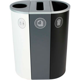 Spectrum Triple - Cans & Bottles/Paper/Waste, 26 Gallon - White/Gray/Black view 2