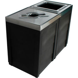Busch Systems International Inc 101248 Busch Systems Evolve Double Cube Recycling & Trash Can,Multiple Recyclables & Trash, 100 Gal, Black image.
