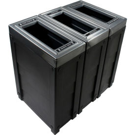 Busch Systems International Inc 101268 Busch Systems Evolve Triple Recycling  & Trash Can, 69 Gallon, Black image.