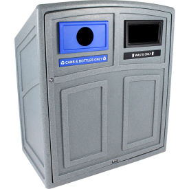 Busch Systems Uptown Double Recycling & Trash Can Cans & Bottles/Waste 64 Gallon Greystone 