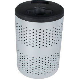Portland Outdoor Perforated Steel Recycling Can, 45 Gallon, Silver/Black/Blue view 2