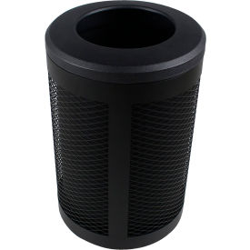 Outdoor Perforated Steel Trash Can With Liner, 45 Gallon, Black view 2