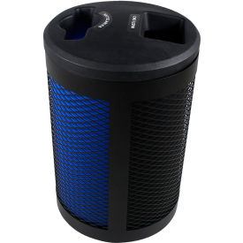 Busch Systems International Inc 101492 Busch Systems Toronto Outdoor Steel Mesh Recycling Can, 45 Gallon, Black/Blue image.