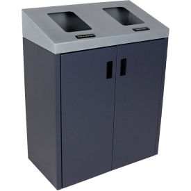 Busch Systems International Inc 101498 Busch Systems Summit SI Double Recycling & Trash Can, Cans & Bottles, 30 Gallon, Silver/Grey image.