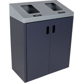 Busch Systems International Inc 101499 Busch Systems Summit SI Double Recycling & Trash Can, Mixed Recyclables, 30 Gal, Silver/Grey image.