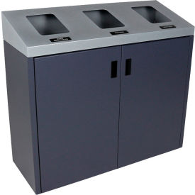 Busch Systems SummitSI Triple Recycling & Trash Can 45 Gallon Silver/Grey 