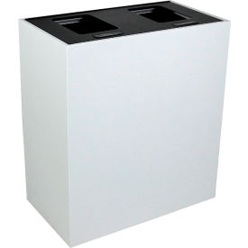 Busch Systems International Inc 101507 Busch Systems Summit HI Double Recycling & Trash Can, Mixed Recyclables, 30 Gallon, White/Black image.