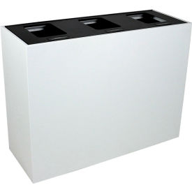 Summit HI Triple Recycling & Trash Can, 45 Gallon, White/Black view 2