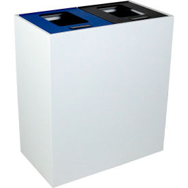 Summit MI Double Recycling & Trash Can, 30 Gallon, White/Blue/Black view 2