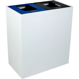 Busch Systems International Inc 101511 Busch Systems Summit MI Double Recycling & Trash Can, 45 Gallon, White/Blue/Black/Green image.