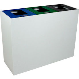 Summit MI Triple Recycling & Trash Can, 45 Gallon, White/Blue/Green/Black view 2