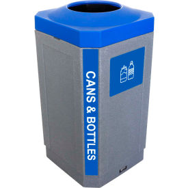 Busch Systems International Inc 104451 Busch Systems Indoor Octo Container - Cans & Bottles, 32 Gallon - Graystone/Blue - 104451 image.