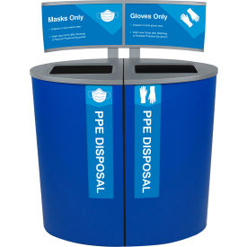 Spectrum Ellipse PPE Disposal Bin For Masks & Gloves, 44 Gallon, Blue view 2