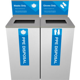 Spectrum Cube Double PPE Disposal Bin For Masks & Gloves, 48 Gallon, White view 2