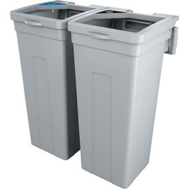 Rise Mobius Loop Double Waste Container, 13-11/16"W x 12-7/8"D x 27-1/2"H, Gray view 2