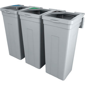 Rise Mob Loop Organics Triple Waste Container, 13-11/16"Wx12-7/8"Dx27-1/2"H, Gray view 2