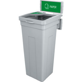 Rise Single Paper Waste Container W/ Signage, 13-11/16"Wx12-7/8"Dx27-1/2"H, Gray view 2