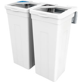 Rise Mobius Loop Double Waste Container, 13-11/16"W x 12-7/8"D x 27-1/2"H, White view 2