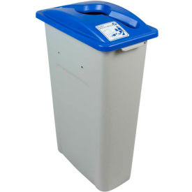Busch Systems Waste Watcher Single - Mixed Recyclables, 23 Gallon, Gray/Blue - 100942