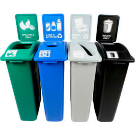 Waste Watcher Quad - Cans & Bottles/Organics/Paper/Waste, 92 Gal. Gray view 2
