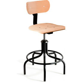 Bevco Precision Manufacturing Co 1302/5 Bevco 1302/5 Swivel Shop Stool - Plywood with Steel Base and 19" Footring - 17-22"H image.