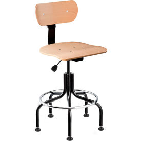 Bevco Precision Manufacturing Co 1343 Bevco 1343 Shop Stool with Pneumatic Cylinder - Plywood with Steel Base and 19" Footring - 18-23"H image.