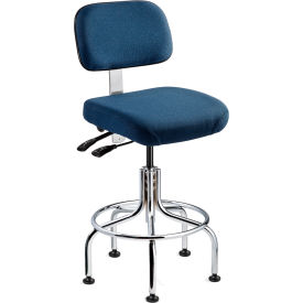 Bevco 5611-F Fabric Stool - Navy with Chrome Steel Base - Footring - 25-30