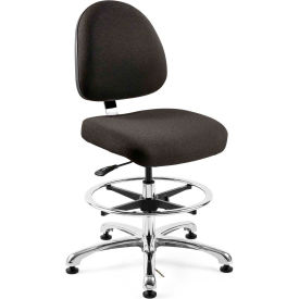Bevco Precision Manufacturing Co 9350M-E-F-EBY Bevco 9350M-E-F-BLK Integra-ESD Fabric Upholstered Chair, Medium-Back, Aluminum Base, Ebony image.