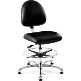Bevco Precision Manufacturing Co 9350M-E-V-BLK Bevco® Integra ESD Vinyl Upholstered Chair, 2 Way, Medium Back, 19" - 26-1/2"H Seat, Black image.