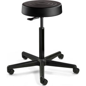Bevco S3500-BLK ErgoLux Backless Stool Black Polyurethane Seat Black Nylon Base 