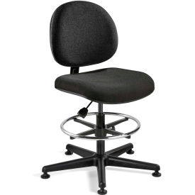 Bevco Precision Manufacturing Co V4507MG Bevco Fabric Office Stool - Tall-Height with Glides and Footring - Black - Lexington Series image.