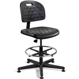 Bevco Precision Manufacturing Co V7307MG Bevco Polyurethane Office Stool - Mid-Height with Glides and Footring - Black - Breva Series image.