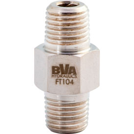 Shinn Fu America-Bva Hydraulics FT104 BVA Hydraulic Fitting Hex Nipple, Male 1/4"-18NPTF to Male 1/4"-18NPTF image.