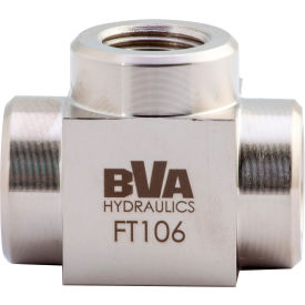 Shinn Fu America-Bva Hydraulics FT106 BVA Hydraulic Fitting 3 Way Connector, Cross, Female 3/8"-18NPTF to Female 3/8"-18NPTF image.