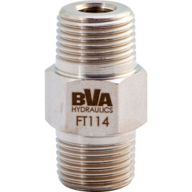 Shinn Fu America-Bva Hydraulics FT114 BVA Hydraulic Fitting Hex Nipple, Male 3/8"-18NPTF to Male 3/8"-18NPTF image.