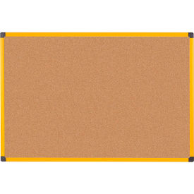 Bi-Silque Visual Communication Products  CA0311721 MasterVision Industrial Cork Bulletin Board - 24" x 36" - Yellow Maya Frame image.