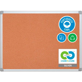 MasterVision Earth Cork Bulletin Board 36" X 48" Aluminum Frame 