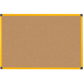 Bi-Silque Visual Communication Products  CA1511721 MasterVIsion Industrial Ultrabrite Cork Bulletin Board, 40" X 60", Yellow Frame image.
